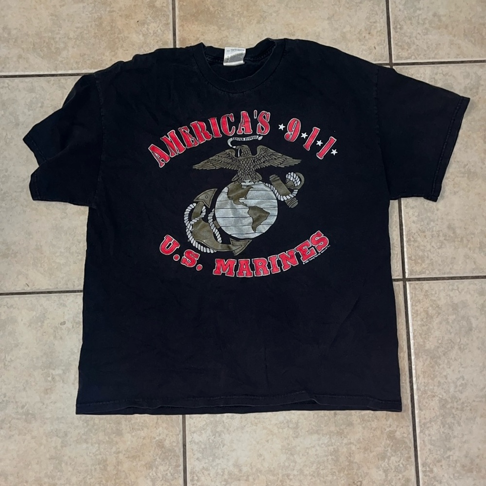 Vintage marines t shirt Americas 911 xl